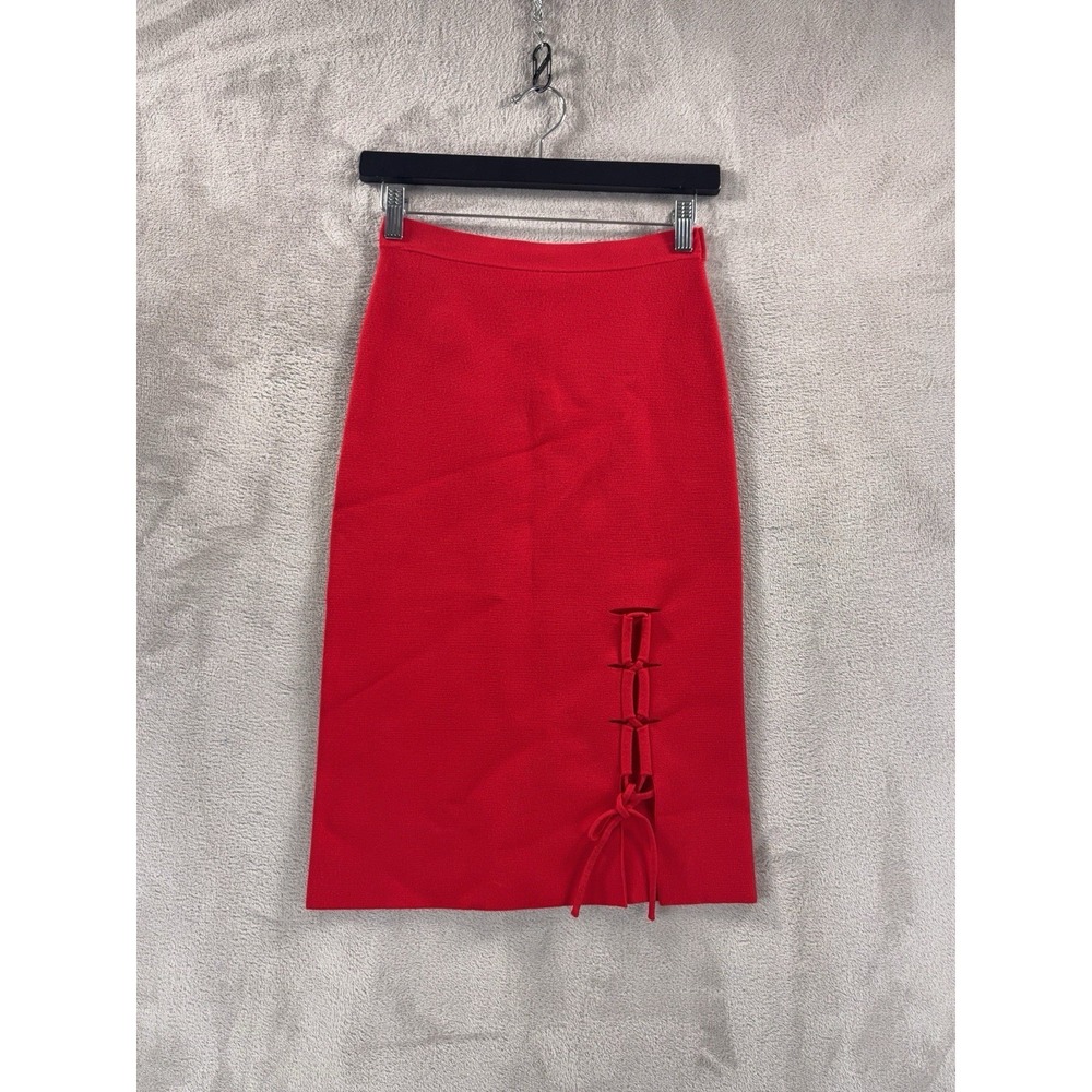 Alexander Wang Corset Skirt Womens Size Small Red Midi Lace Up Designer
